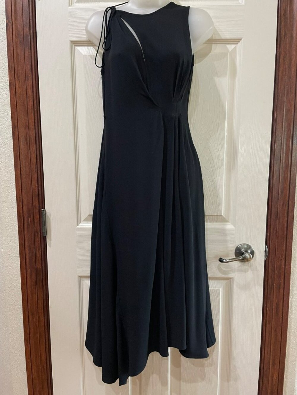 Victoria Beckham Black Draped Cutout Midi Dress US 6 Made in UK - Picture 8 of 11
